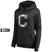 Women's Cleveland Guardians Black Platinum Collection Pullover Hoodie -