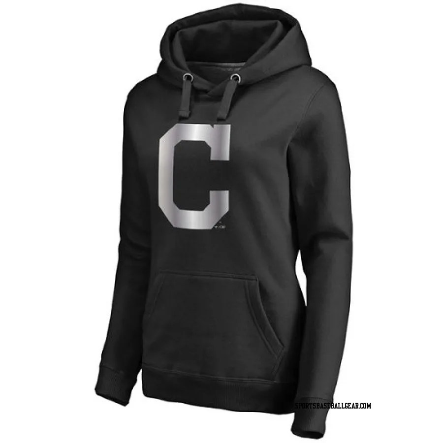 Women's Cleveland Guardians Black Platinum Collection Pullover Hoodie -