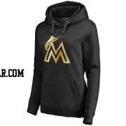 Women's Miami Marlins Gold Collection Pullover Hoodie - Black