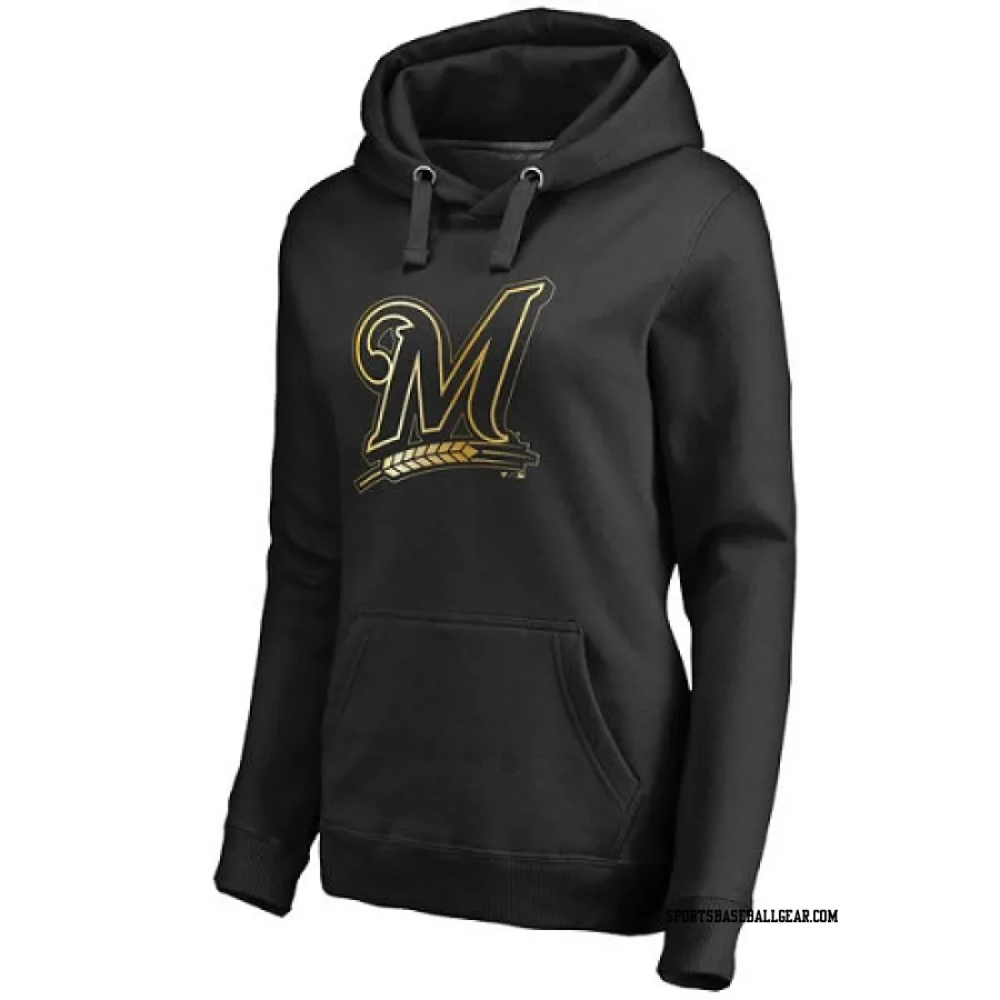 Women's Milwaukee Brewers Gold Collection Pullover Hoodie - Black