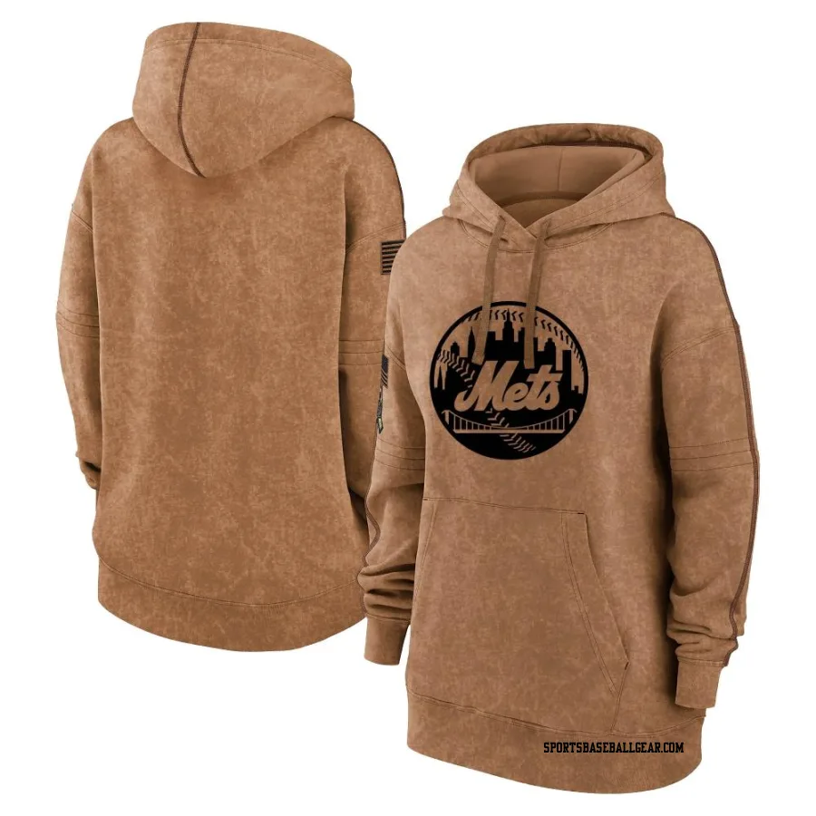 Women's New York Mets Brown 2023 Salute to Service Pullover Hoodie