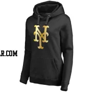 Women's New York Mets Gold Collection Pullover Hoodie - Black