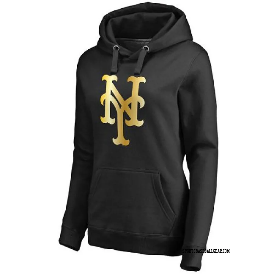 Women's New York Mets Gold Collection Pullover Hoodie - Black