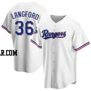 Wyatt Langford Men's Texas Rangers White Replica Home 2023 World Series Champions Jersey