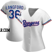 Wyatt Langford Women's Texas Rangers White Authentic Home 2023 World Series Champions Jersey