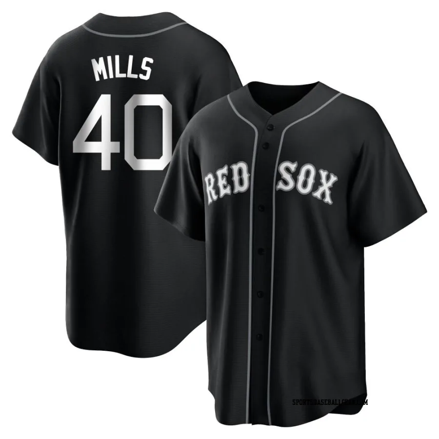 Wyatt Mills Men's Boston Red Sox Black/White Replica Jersey