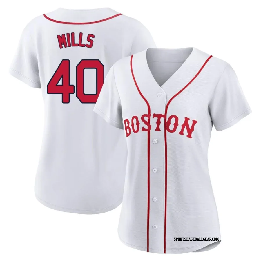 Wyatt Mills Women's Boston Red Sox White Replica 2021 Patriots' Day Jersey