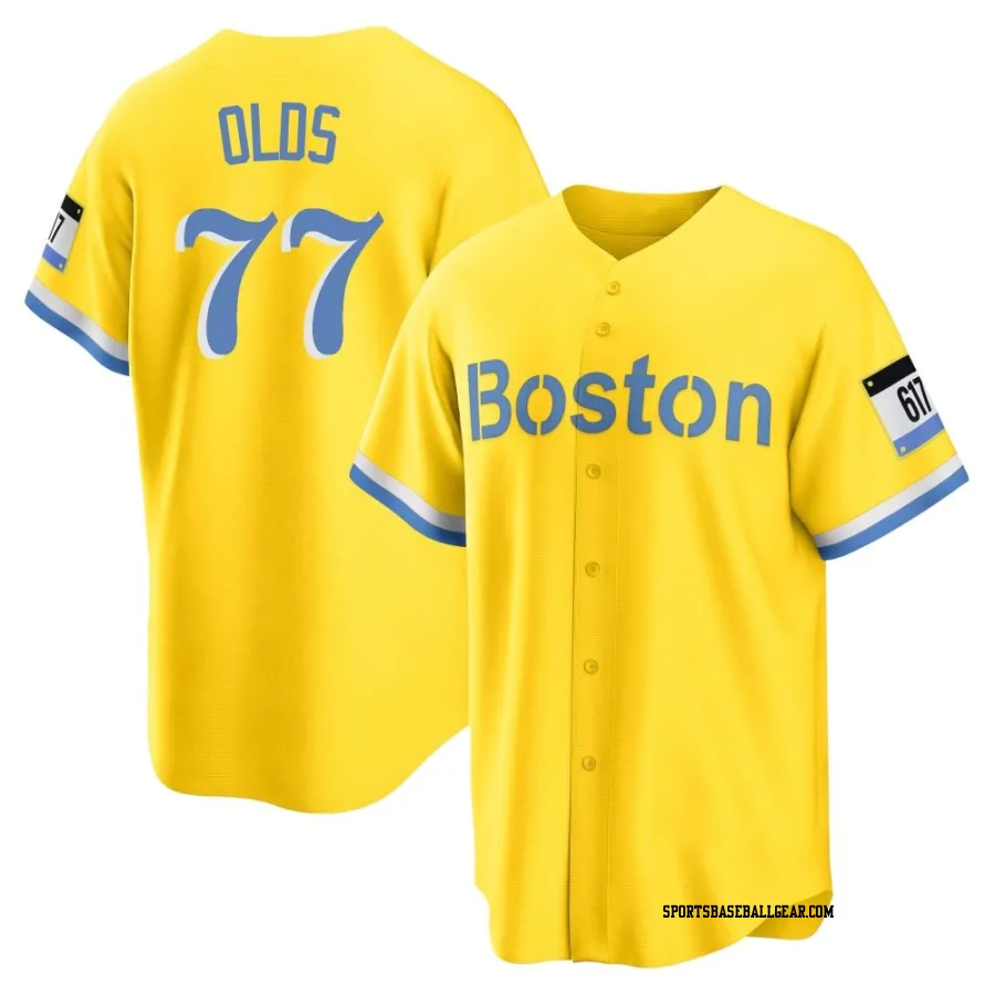 Wyatt Olds Men's Boston Red Sox Gold/Light Replica Blue 2021 City Connect Player Jersey