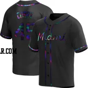 Xzavion Curry Men's Miami Marlins Black Holographic Replica Alternate Jersey