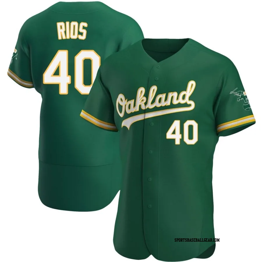 Yacksel Rios Men's Oakland Athletics Green Authentic Kelly Alternate Jersey