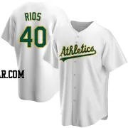 Yacksel Rios Men's Oakland Athletics White Replica Home Jersey