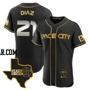 Yainer Diaz Men's Houston Astros Black/Gold Authentic 2023 Space City Ready 2 Reign Flex Base Jersey