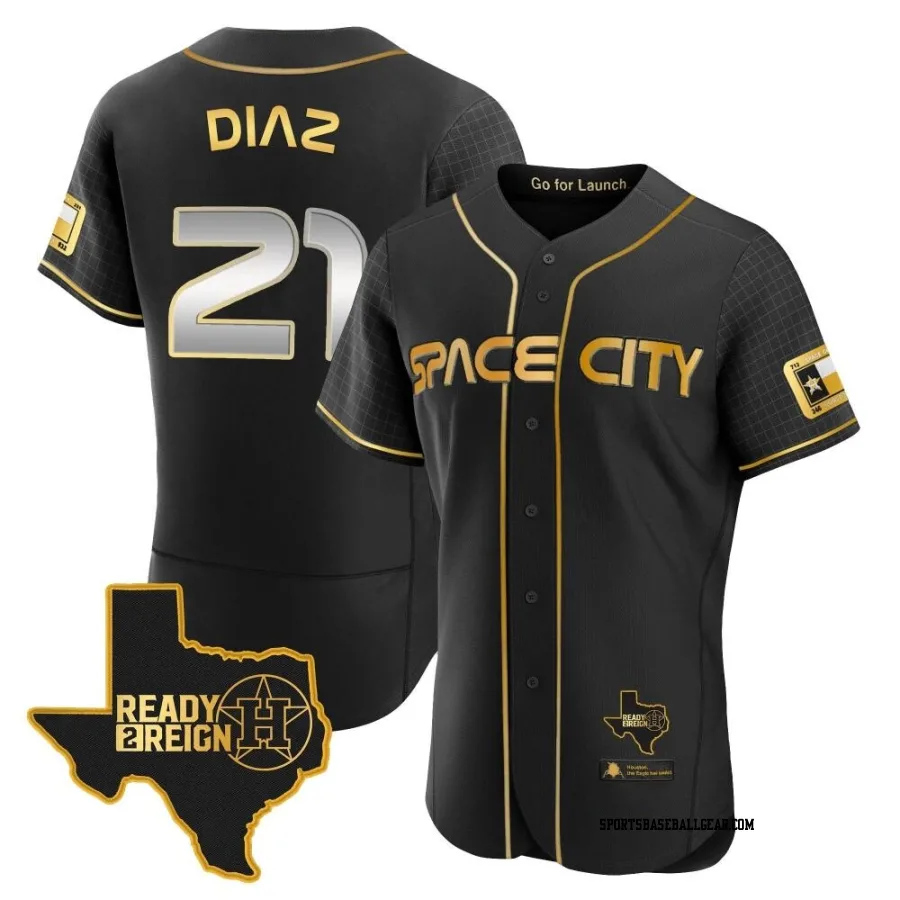 Yainer Diaz Men's Houston Astros Black/Gold Authentic 2023 Space City Ready 2 Reign Flex Base Jersey