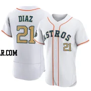 Yainer Diaz Men's Houston Astros Gold Authentic White 2023 Collection Jersey