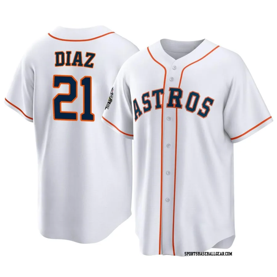 Yainer Diaz Men's Houston Astros White Replica 2022 World Series Home Jersey