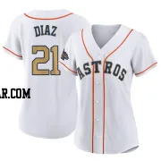 Yainer Diaz Women's Houston Astros Gold Authentic White 2023 Collection Jersey