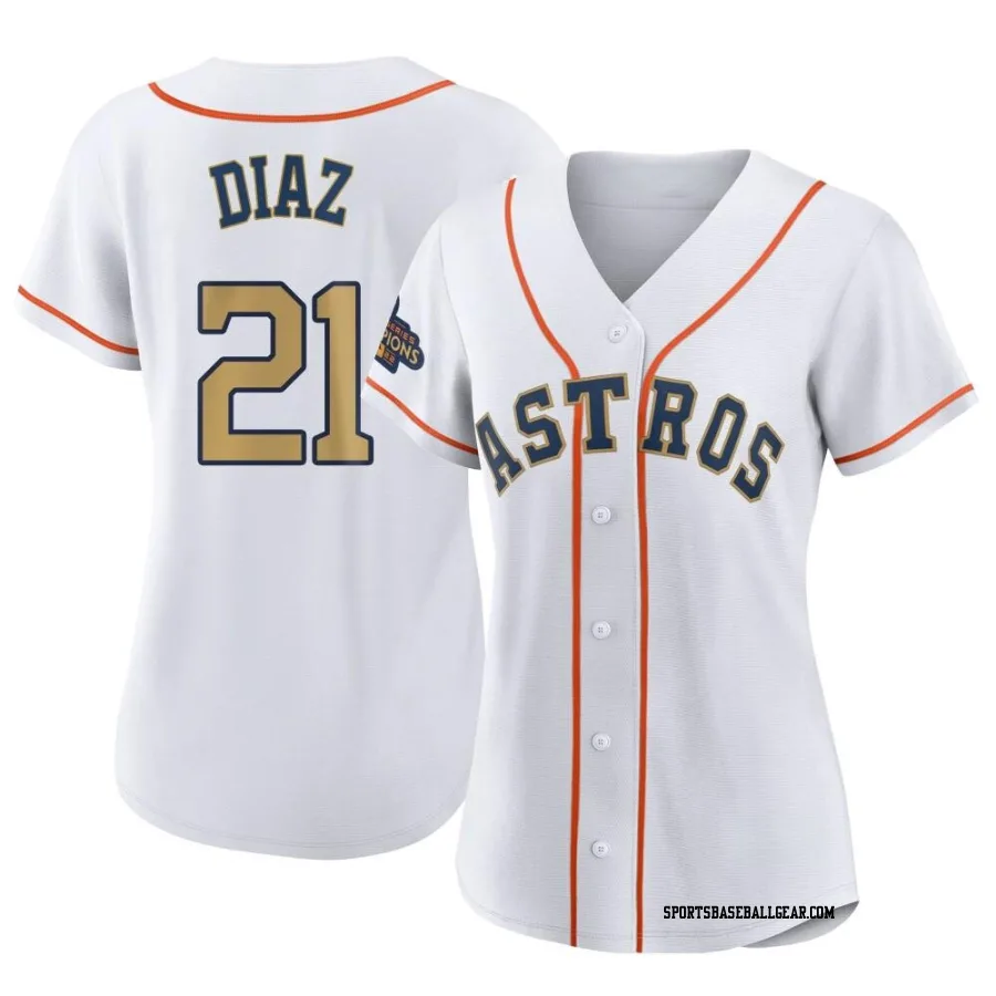 Yainer Diaz Women's Houston Astros Gold Authentic White 2023 Collection Jersey