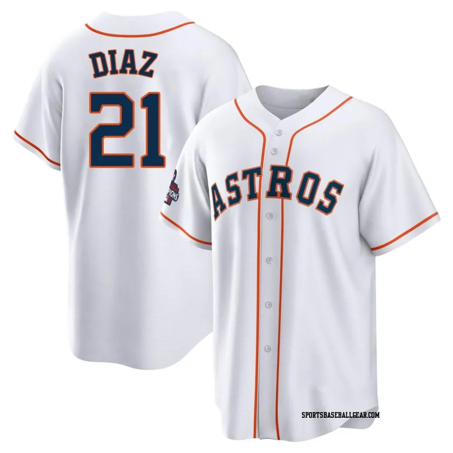 Yainer Diaz Youth Houston Astros White Replica 2022 World Series Champions Home Jersey