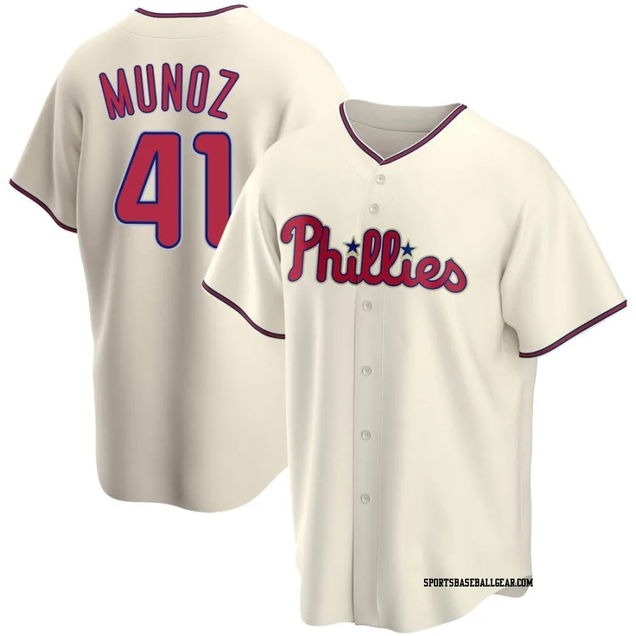 Yairo Munoz Men's Philadelphia Phillies Cream Replica Alternate Jersey