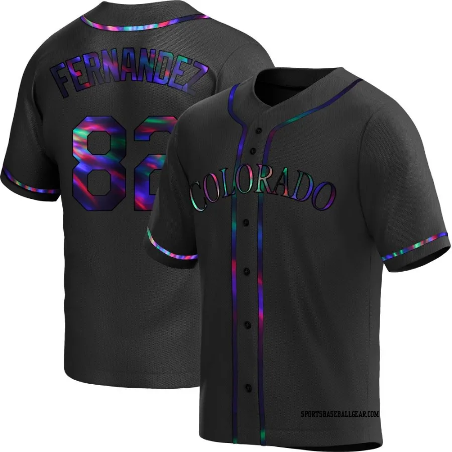 Yanquiel Fernandez Men's Colorado Rockies Black Holographic Replica Alternate Jersey