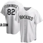 Yanquiel Fernandez Men's Colorado Rockies White Replica Home Jersey