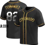 Yanquiel Fernandez Youth Colorado Rockies Black Golden Replica Alternate Jersey