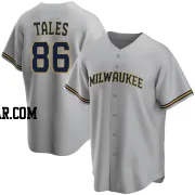 Yeferson Tales Men's Milwaukee Brewers Gray Replica Road Jersey