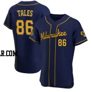 Yeferson Tales Men's Milwaukee Brewers Navy Authentic Alternate Jersey