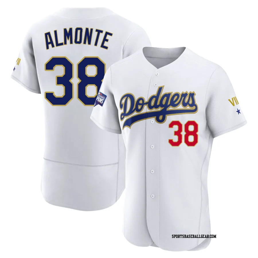 Yency Almonte Men's Los Angeles Dodgers White/Gold Authentic 2021 Gold Program Player Jersey