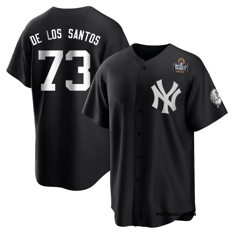 Yerry de los Santos Youth New York Yankees Black/White Replica 2024 World Series Jersey