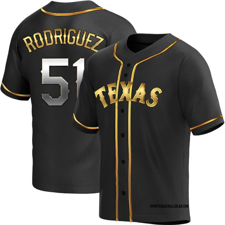 Yerry Rodriguez Men's Texas Rangers Black Golden Replica Alternate Jersey