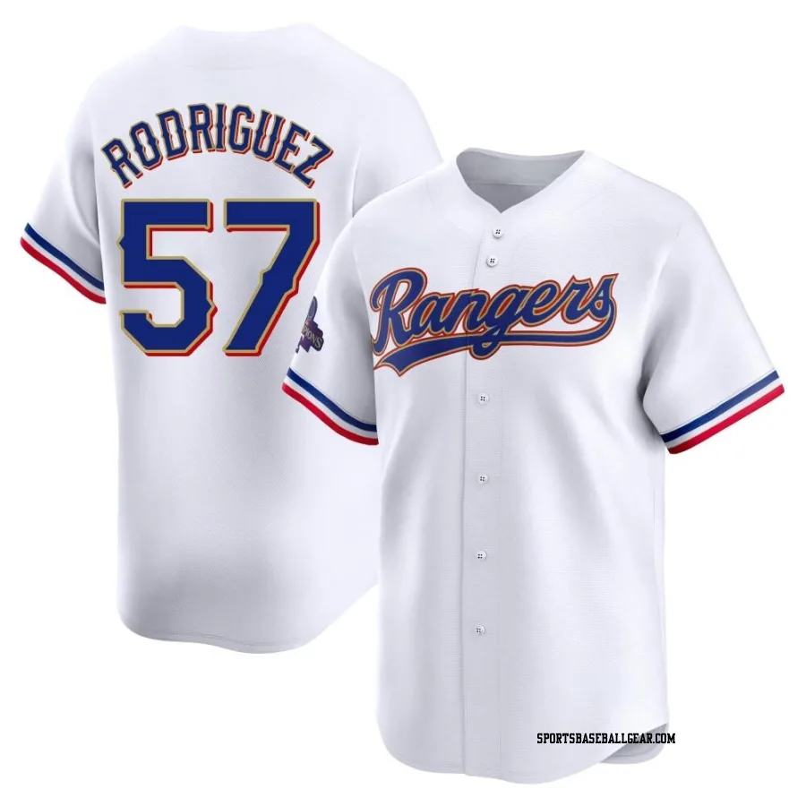 Yerry Rodriguez Men's Texas Rangers Gold Limited White 2024 Collection Jersey