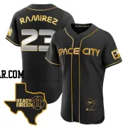 Yeuris Ramirez Men's Houston Astros Black/Gold Authentic 2023 Space City Ready 2 Reign Flex Base Jersey