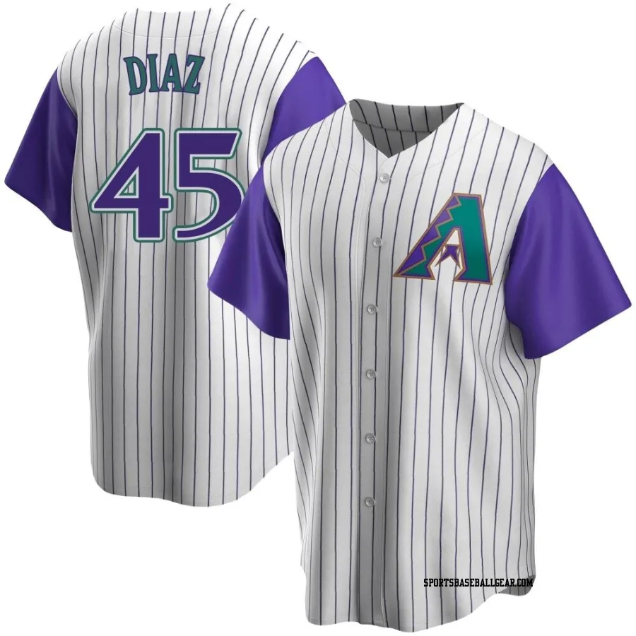 Yilber Diaz Men's Arizona Diamondbacks Cream/Purple Replica Alternate Cooperstown Collection Jersey