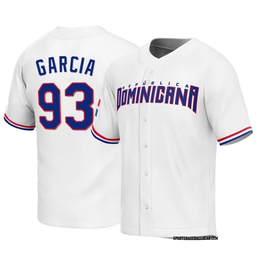 Yimi Garcia Men's Dominican Republic Baseball White Replica 2023 World Baseball Classic Jersey