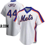 Yoan Lopez Men's New York Mets White Replica Home Cooperstown Collection Jersey