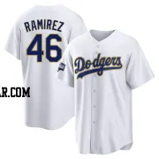 Yohan Ramirez Men's Los Angeles Dodgers White/Gold Replica 2021 Gold Program Player Jersey