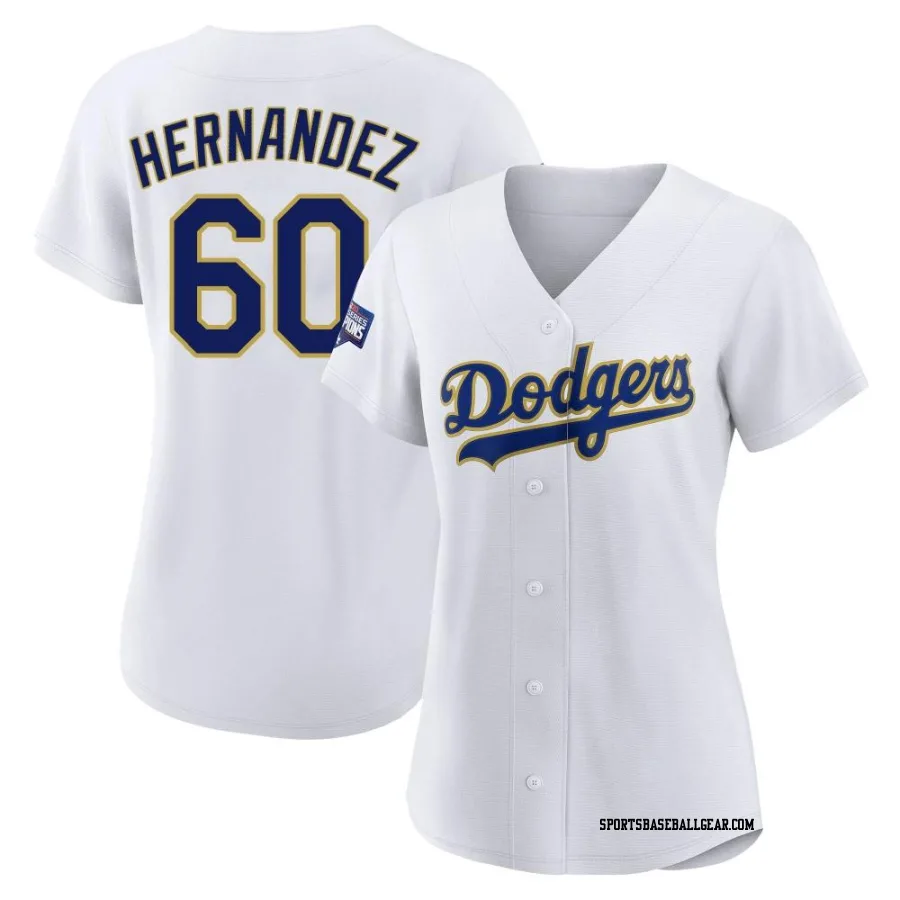 Yonny Hernandez Women's Los Angeles Dodgers White/Gold Authentic 2021 Gold Program Player Jersey