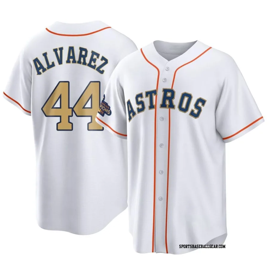 Yordan Alvarez Men's Houston Astros Gold Replica White 2023 Collection Jersey