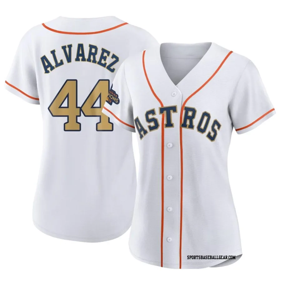 Yordan Alvarez Women's Houston Astros Gold Authentic White 2023 Collection Jersey