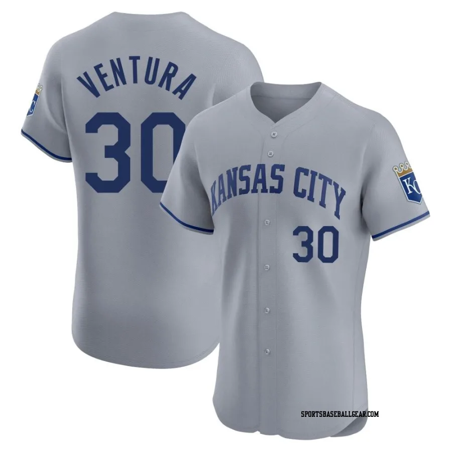 Yordano Ventura Men's Kansas City Royals Gray Elite Road Jersey