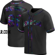 Yorman Rodriguez Men's San Diego Padres Black Holographic Replica Alternate Jersey