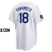 Yoshinobu Yamamoto Men's Los Angeles Dodgers White Replica 2024 World Tour Seoul Series Home Jersey