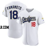 Yoshinobu Yamamoto Men's Los Angeles Dodgers White/Gold Authentic 2021 Gold Program Player Jersey