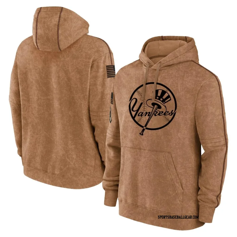 Youth New York Yankees Brown 2023 Salute to Service Club Pullover Hoodie