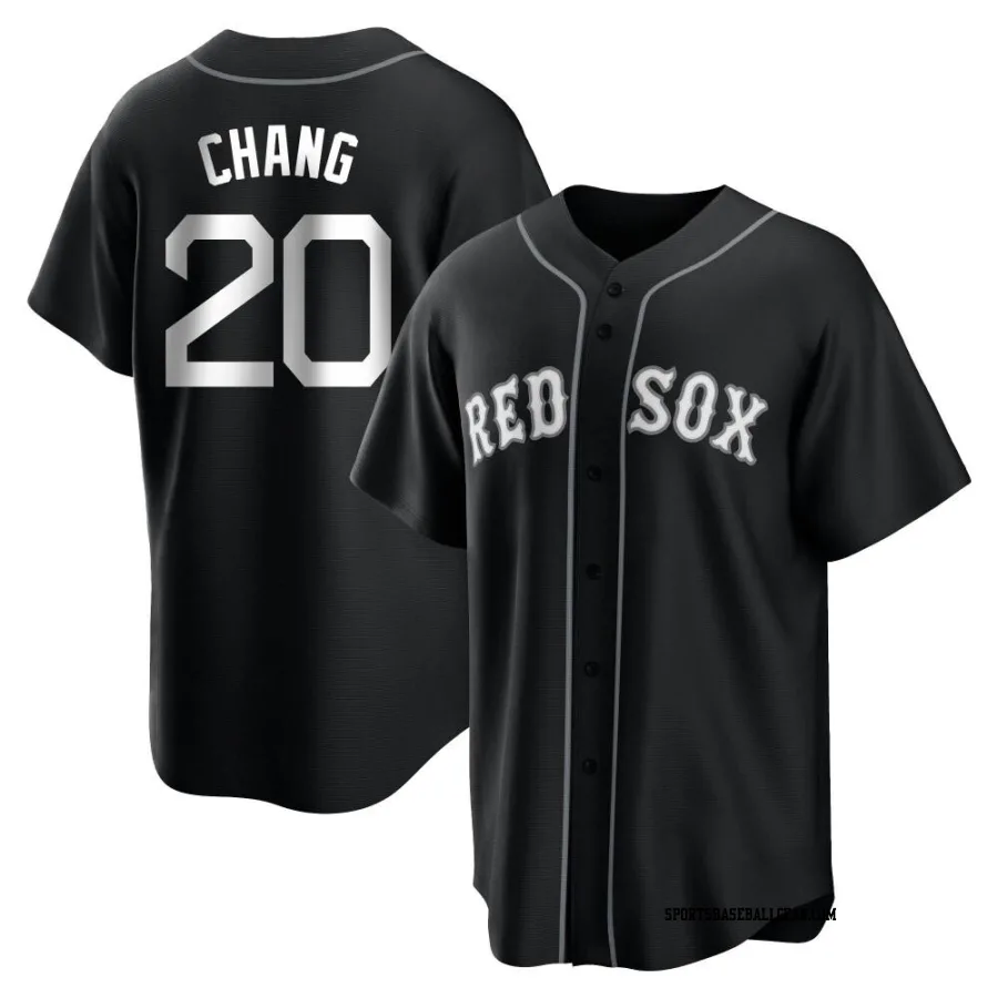 Yu Chang Men's Boston Red Sox Black/White Replica Jersey