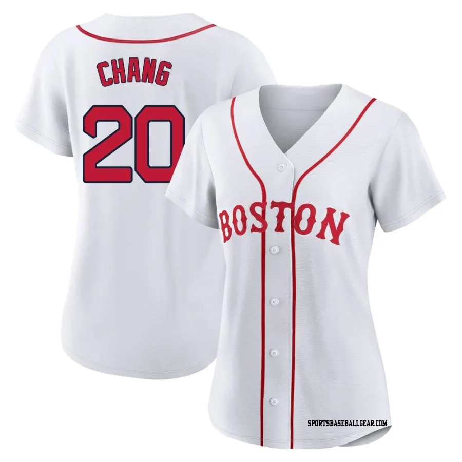 Yu Chang Women's Boston Red Sox White Replica 2021 Patriots' Day Jersey