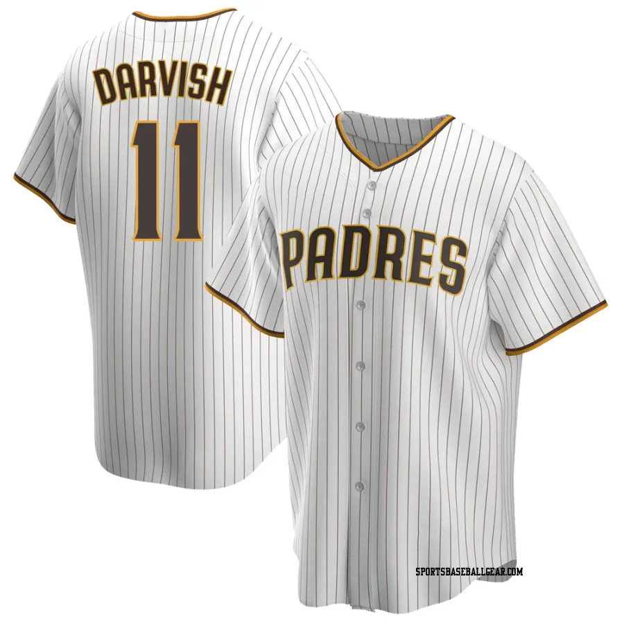 Yu Darvish Men's San Diego Padres White/Brown Replica Home Jersey