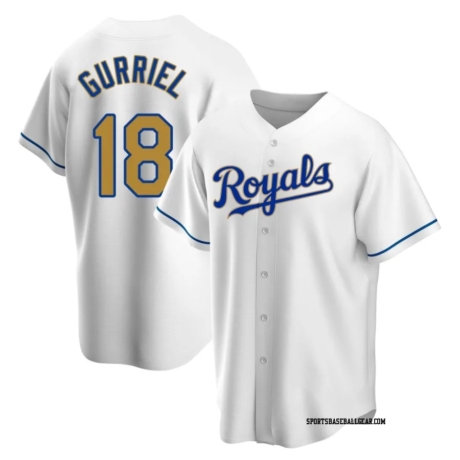 Yuli Gurriel Men's Kansas City Royals Gold Replica White Home Jersey