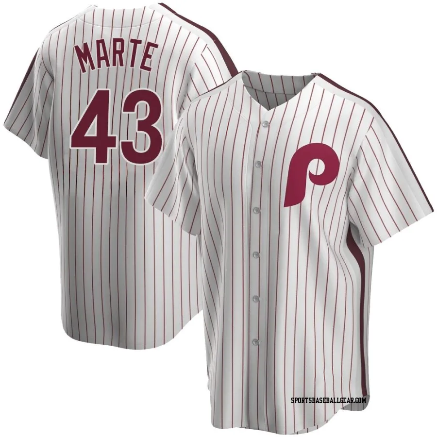 Yunior Marte Men's Philadelphia Phillies White Replica Home Cooperstown Collection Jersey